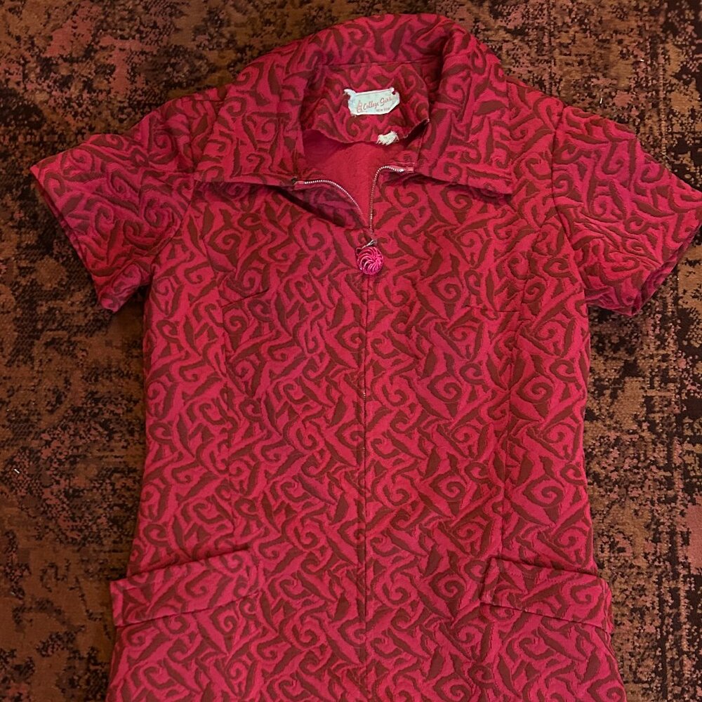 Vintage College Girl Mod Collared Pink A Line Dress Size M